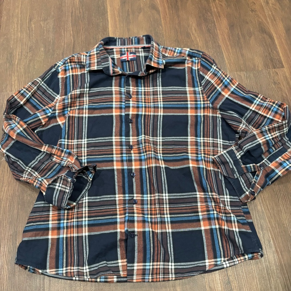 Autumn Men's Gorpcore Cabincore Button Down Plaid Flannel XL 17.5 Soul of London